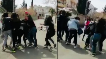 Adıyaman’da genç kızlar saç saça baş başa birbirine girdiler! İşte o anlar