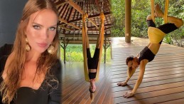 Maldivler tatilinde olan Ebru Şallı’dan yoga pozları