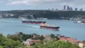 Beykoz açıklarında korku dolu anlar! Gemilerin sollama yarışı