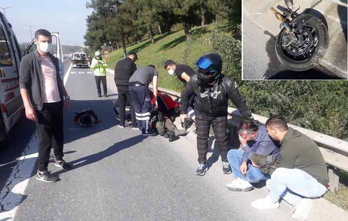 Beykoz’da Kaza! Motosiklet Sürücüsü Yola Savruldu