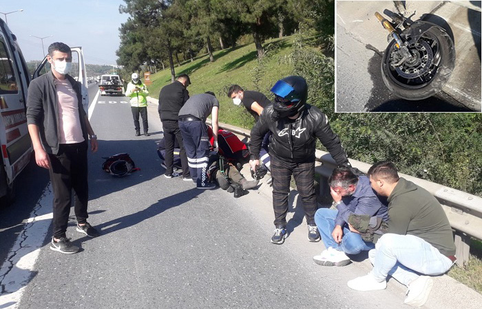 Beykoz’da Kaza! Motosiklet Sürücüsü Yola Savruldu